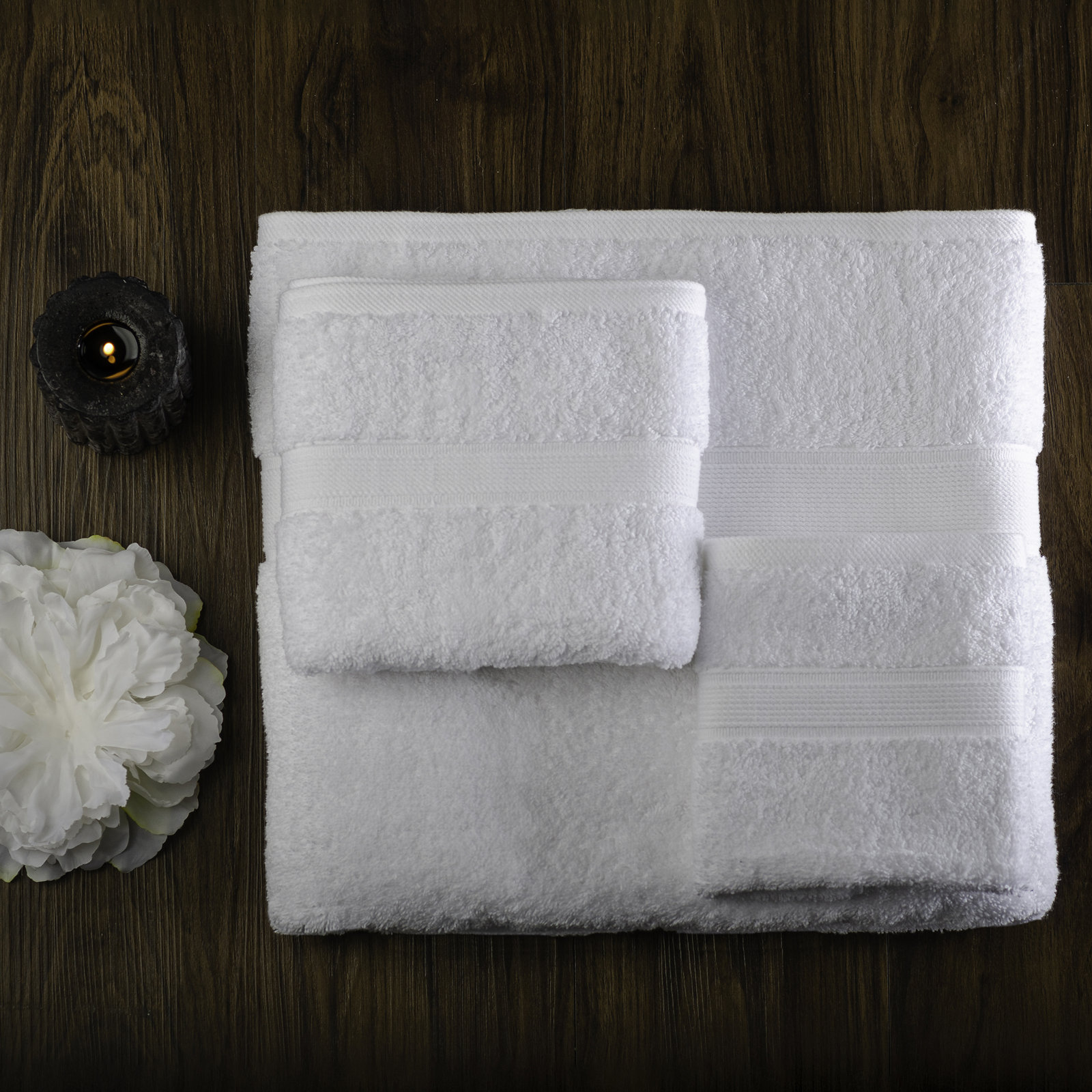 6-Piece Cotton Towel Set, White