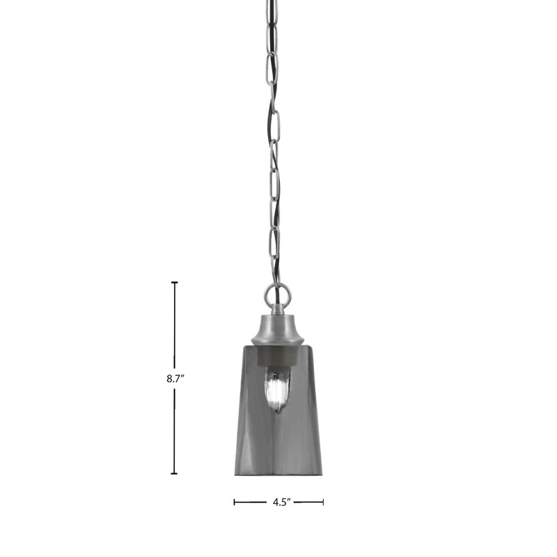 Luminaire suspendu Robinson en verre graphite l 4,5 po x H 6,5 po, Smoke, Graphite