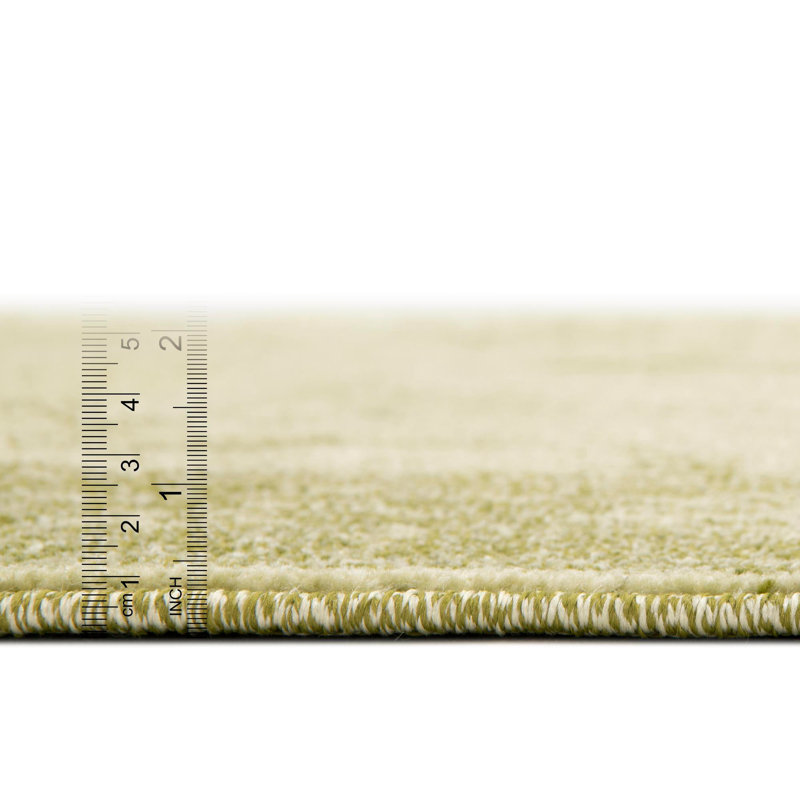 Tapis vert clair à motif botanique Godina, Tapis de couloir 2 pi 7 po x 10 pi