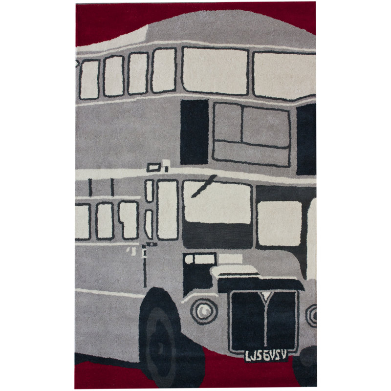 Tapis gris Jacieon Big Bus, Rectangle de 5 pi x 8 pi