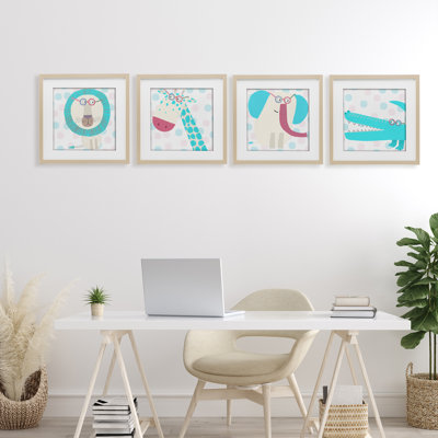 «Electric Wild Animals», ensemble de 4 reproductions encadrées sous verre, par Carla Daly