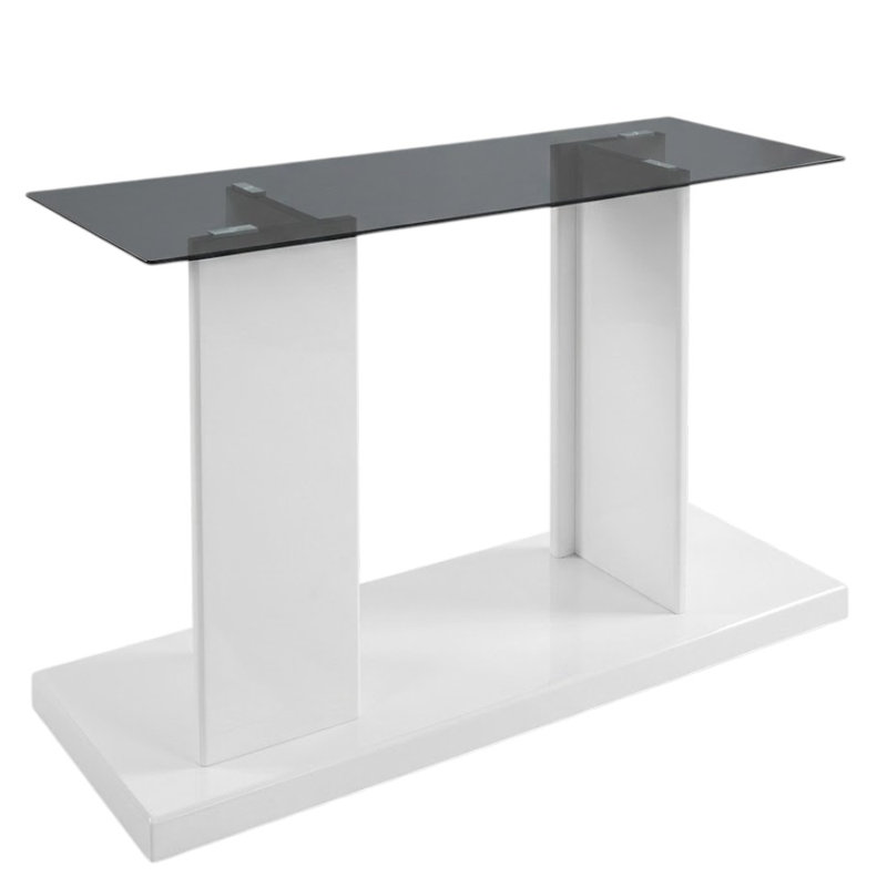 Marilla Console rectangulaire noire et blanche avec base en piédestal