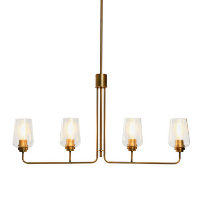 Lustre linéaire en métal et verre 4 lumières