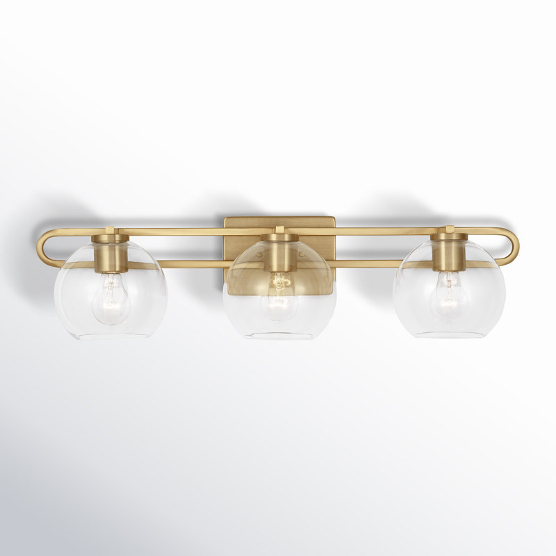 Eveline Satin Brass 3-Light Dimmable Vanity Light with Clear Glass Shades