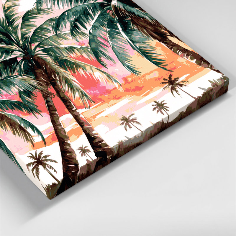 Art mural sur toile hawaïenne cocotier brun, H 11 po x l 14 po