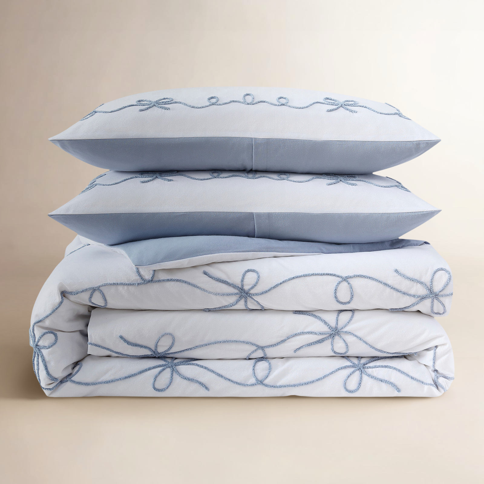 Sasha Bows Cotton Comforter Set, Twin Comforter + 1 Standard Sham