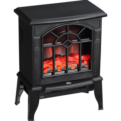 Electric Fireplace Stove 18", Realistic Flame , 750W/1500W Switchable, Portable, Overheat Protected, Black Heat Supplier Heater Presentation, Modifiable, Cozy