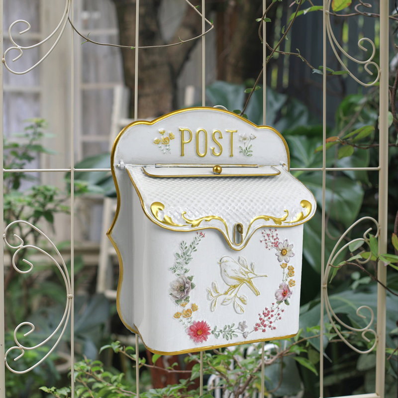 Boîte aux lettres murale rétro pour la maison à l'extérieur de la boîte aux lettres de porte en métal de style antique charme nostalgique décoration de jardin maison de campagne