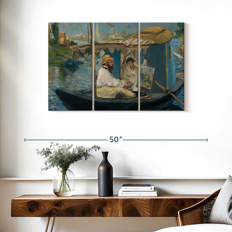 Leisha Claude Monet dans son bateau-atelier, H 24 po x l 38 po