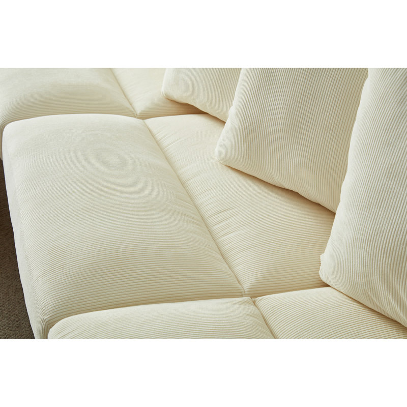 Modular With Corduroy, 5 Seater Oversized L & U Shape, Ultra Comfort Cushion, Thick , Relaxing Seating, Easy Assembly For Living Room Corduroy Upholstered Sectional, Shaped, High Foam Support,