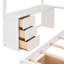 Lit superposé double au-dessus de simple avec bureau, tiroirs et tablettes
