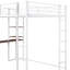 Lit mezzanine double en métal blanc avec bureau et 2 tablettes-380552199