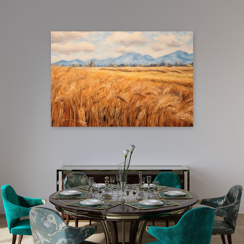 Tiges de blé paisible, paysage serein tranquille, art mural, 32" H x 48" W