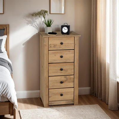 Tetteh 5 Drawer 46Cm W Solid Wood Tallboy