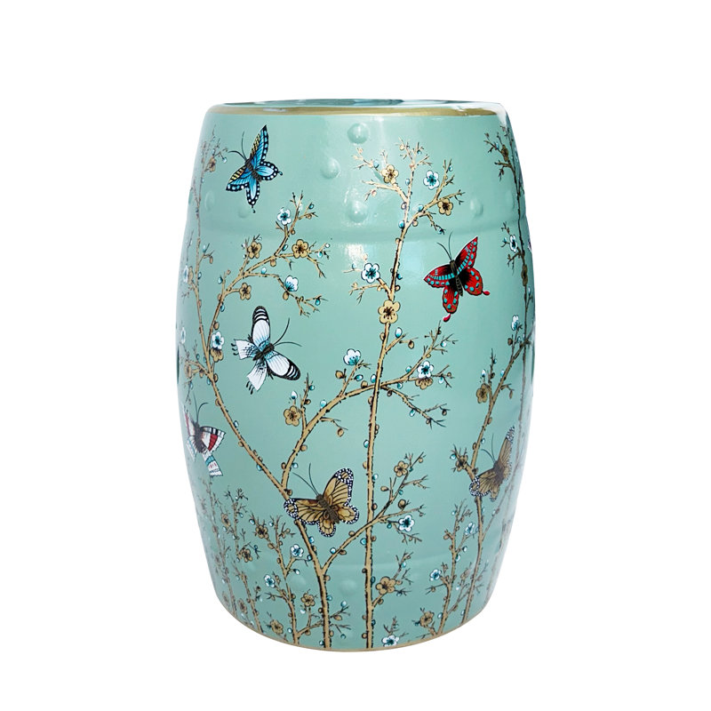 Nouveau tabouret en céramique de style chinois avec fleurs et oiseaux, Papillon