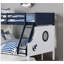 Lit superposé simple au-dessus d'un lit superposé Moderne attaché échelle supérieure Rails de lit et structure de joint verrouillable pour trousse de lattes de sécurité Finition bleue / blanche incluse