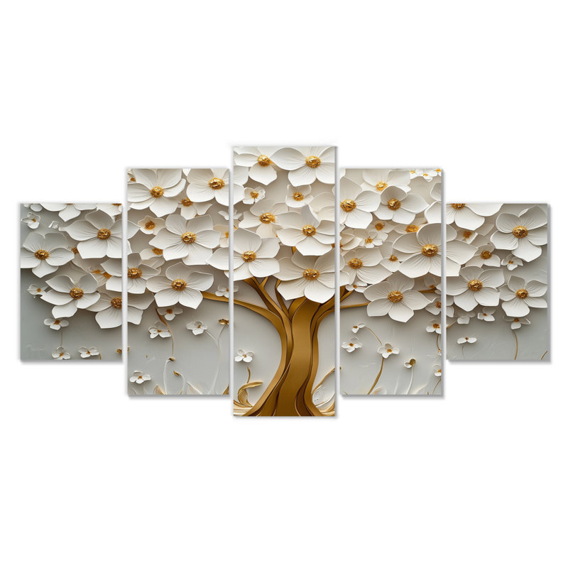 Ensemble de décorations murales White Basswood Blossoms Tree I - Arbre cerisier en fleurs