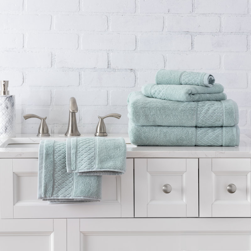 Ensemble de serviettes 100% coton Annaleice, Bleu clair