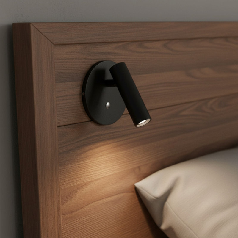 UltraBeam 3 Watt LED Wall or Headboard Mounted Recessed Bedside Reading Light, Matte Black