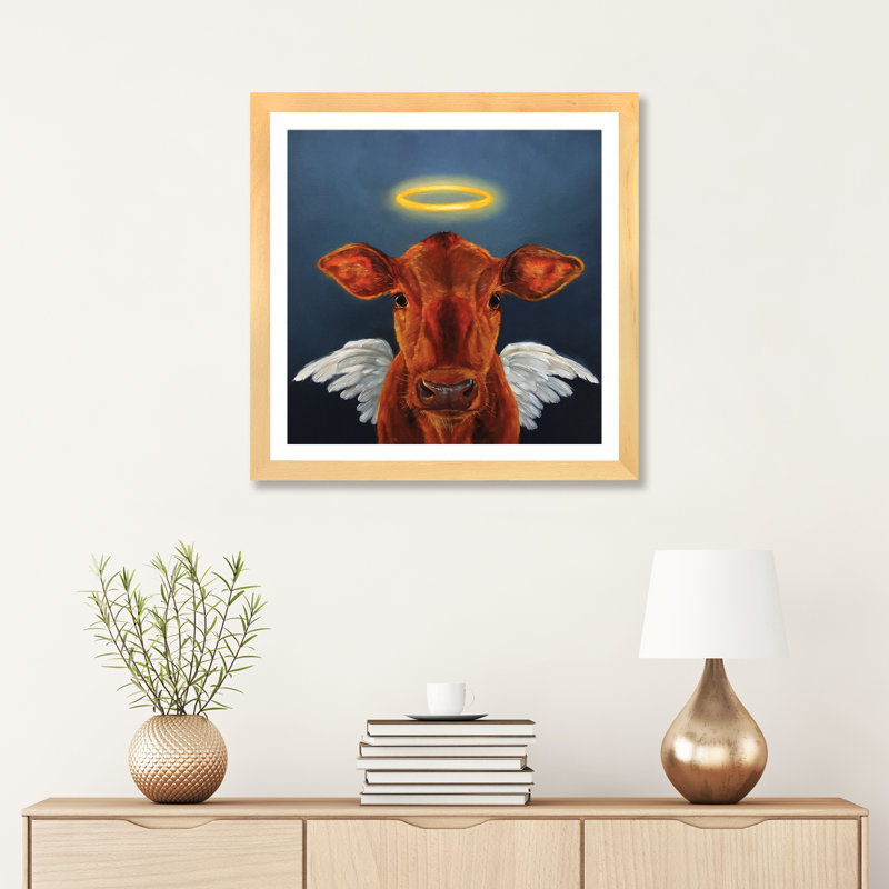 Sainte vache, art encadré, H 24 po x l 24 po x p 1 po, Papier encadré naturel