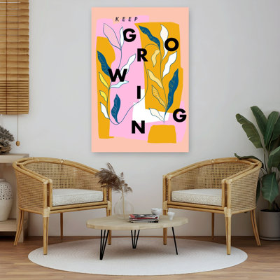 Keep Growing Botanical Illustration Abstract Colorful Modern Nature Plant Wall Art Print by Dominique Vari - Wrapped Canvas Print