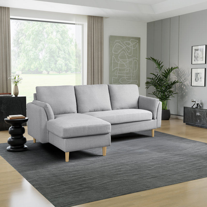 Canapé modulaire à méridienne réversible 83,5 po Sunny, Polyester gris clair