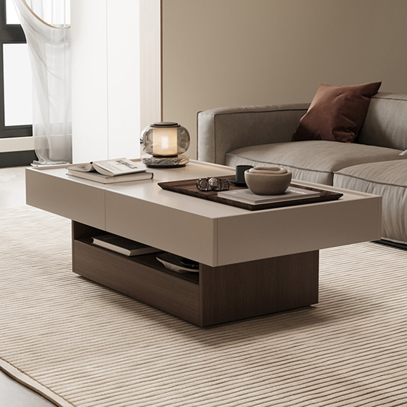 Table basse en bois massif avec rangement simple, Brun noyer, H 15,74 po x L 47,24 po x l 25,59 po