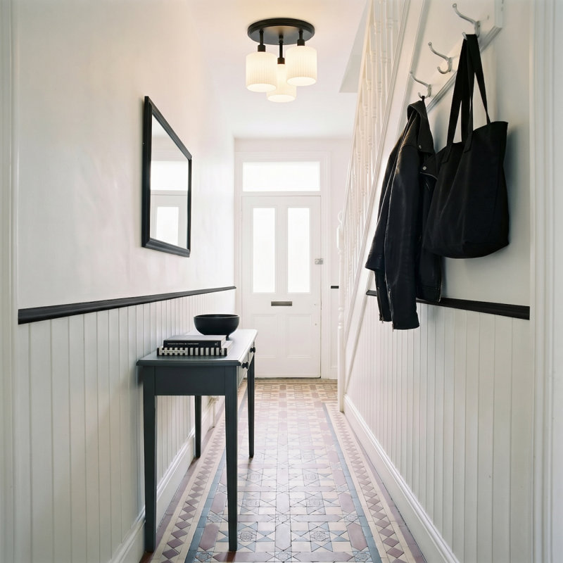 Glass Semi Flush Mount, Matte Black
