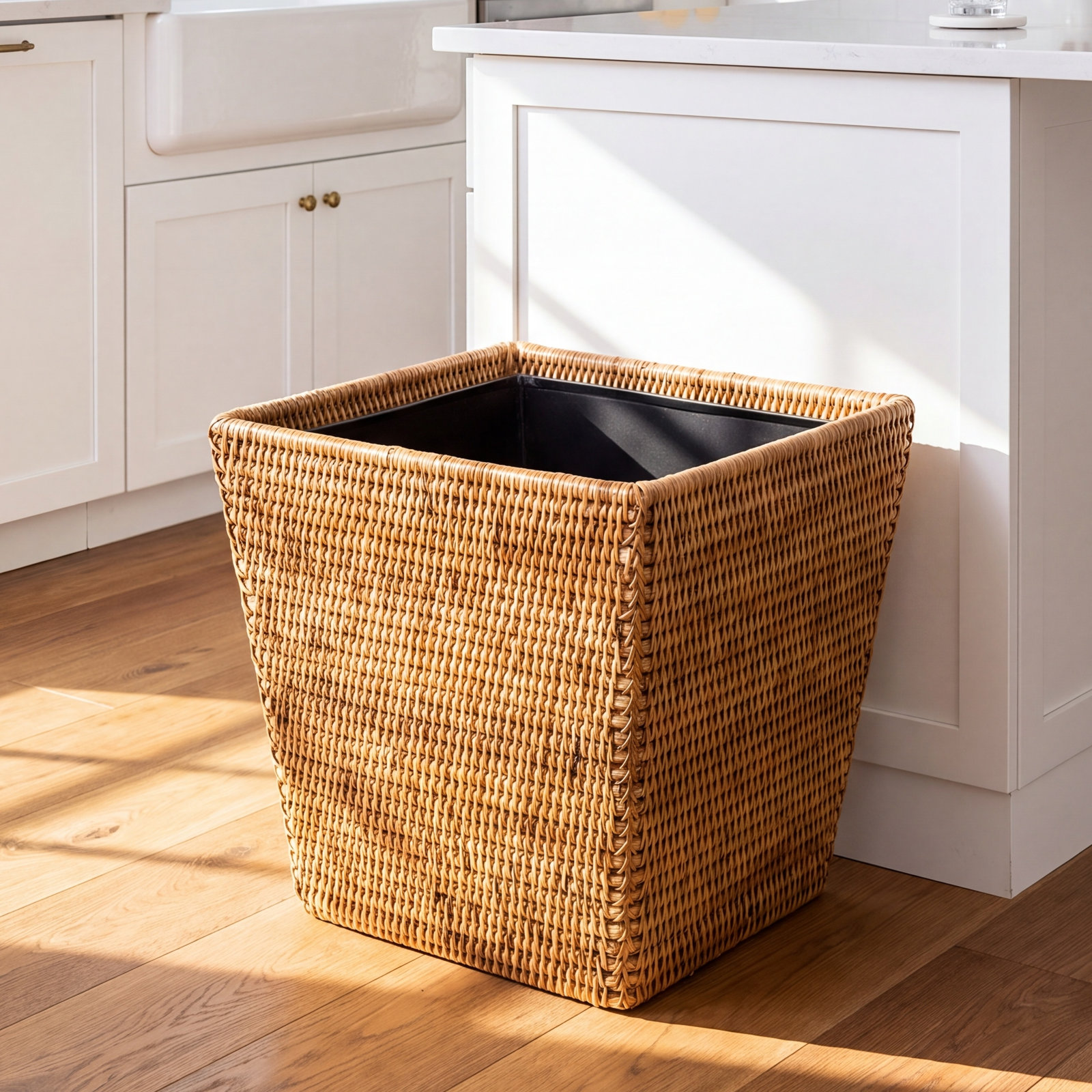 Asherville 3.5gal Waste Basket, Honey Brown