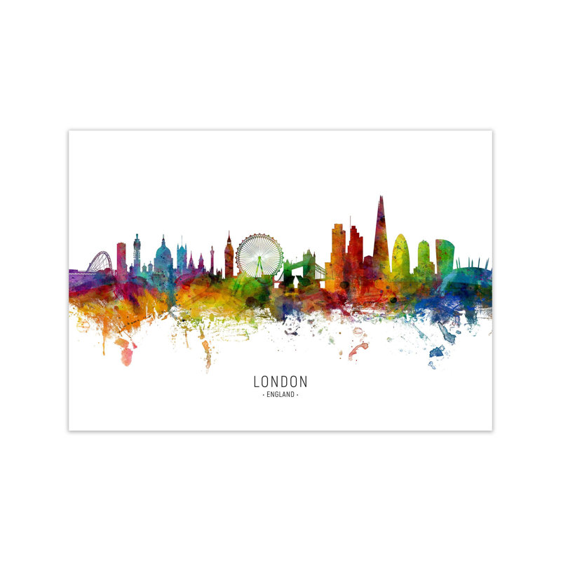London England Skyline by Michael Tompsett - Print, 30cm H x 42cm W x 1cm D, Unframed