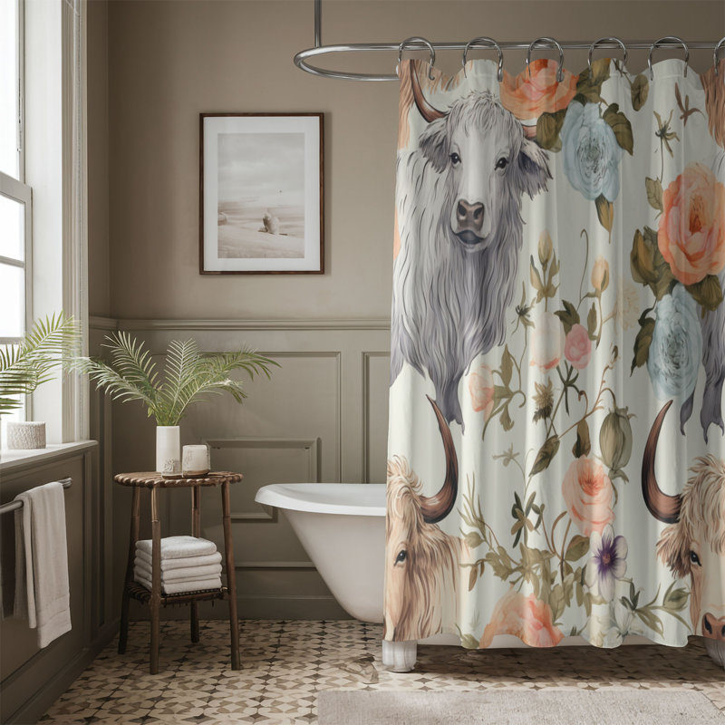 Rideau de douche Retro Cow - Premium, H 74 po x l 71 po