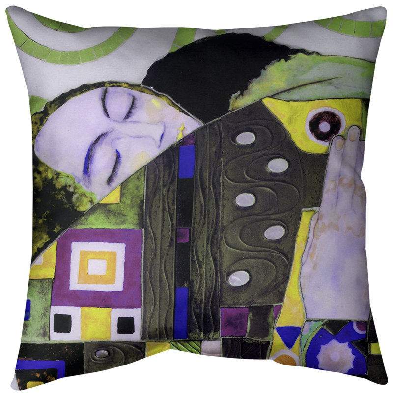 Coussin Embrace, Bourre en polyester, Jaune/vert, Simili daim