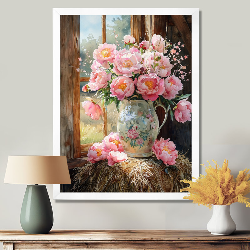 Humphrey - Art mural sur toile à motif floral, H 44 po x l 34 po, Reproduction encadrée d'une seule photo, Blanc