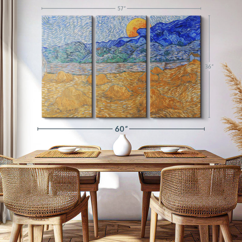 «Whea Sheaves And Rising Moon» sur toile, H 36 po x l 57 po