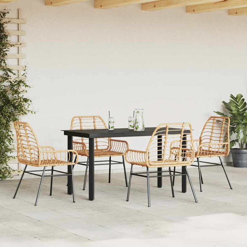 Patio Dining Set with Rectangular Table, 4, 74cm H x 140cm W x 70cm D