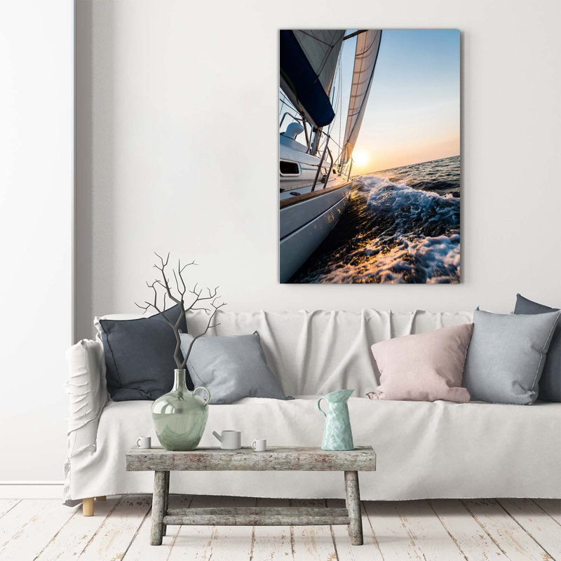 Yacht On The Sea 1 Piece Wrapped Canvas Wall Art