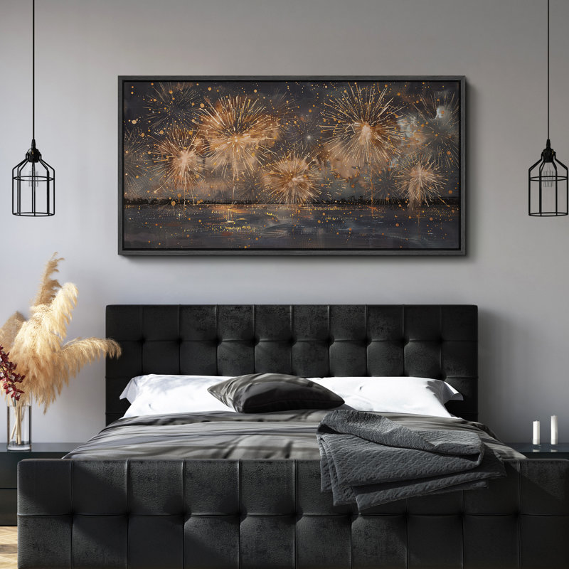 Feux d'artifice horizontal, art mural encadré, impression de feu d'artifice du 4 juillet ou du Nouvel An, H 30 po x l 60 po
