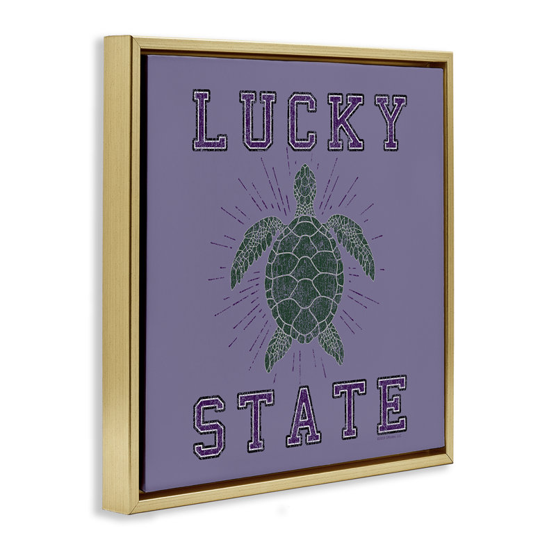 Art mural sur toile Lucky Sea Turtle State par Spirit Animals / Life Is High, Cadre flottant métallique doré