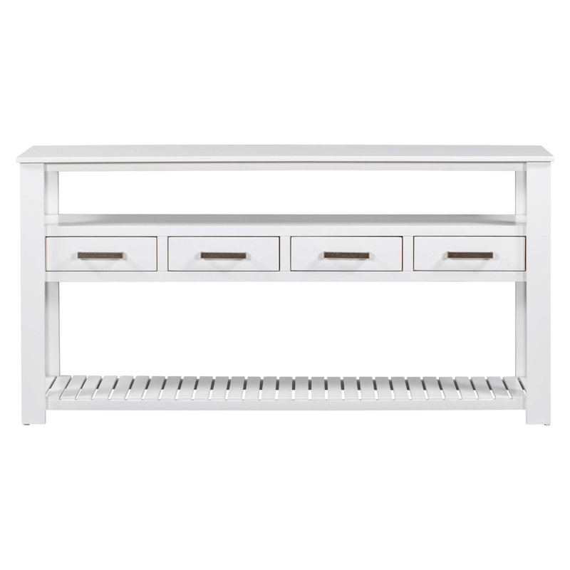 Console de 62,2 po, table d'entrée, table de canapé avec trois tiroirs supérieurs, Blanc