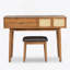 Ensemble de coiffeuse classique en bois avec miroir rabattable et tabouret pour la chambre à coucher