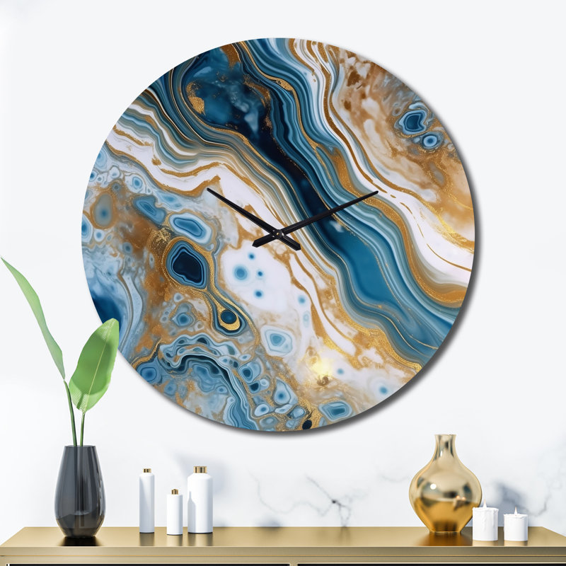 Horloge murale bleue et blanche, Très grand
