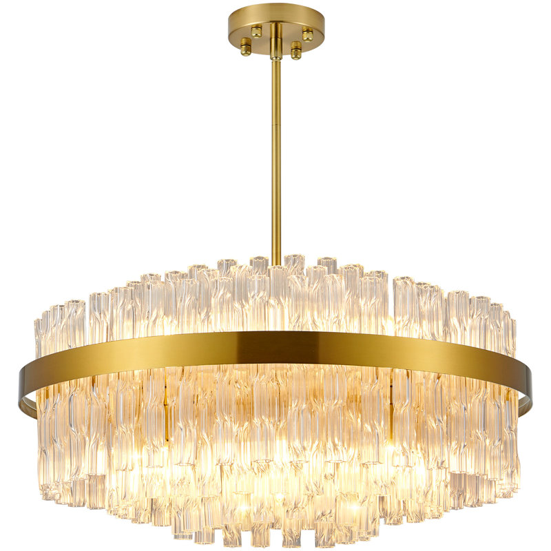 Lustres modernes 12 lumières rondes en cristal à intensité variable, 12 lumières, 23.6", 3 niveaux