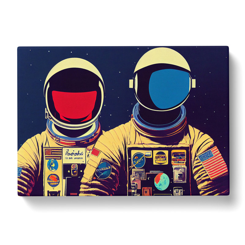 Two Retro Astronauts Vol.3 - Wrapped Canvas Print, 35cm H x 50cm W x 3cm D