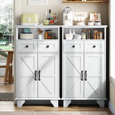 Dornisha 41.3'' H Kitchen Pantry Cabinet With 2 Drawers,Multistorage Pantry Cabinet With 2 Door & Adjustable Shelves(Set of 2)