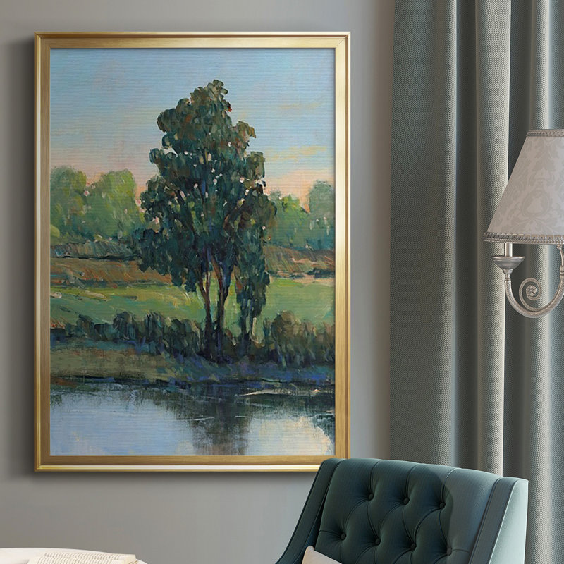 " Tree By The Riverbank I ", Gold Framed, 30.5" H x 22.5" W x 1" D