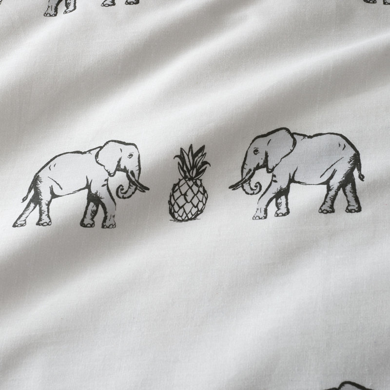 Pineapple Elephant Tembo Cotton Duvet Cover Set, Single Duvet Cover + 1 Standard Pillowcase