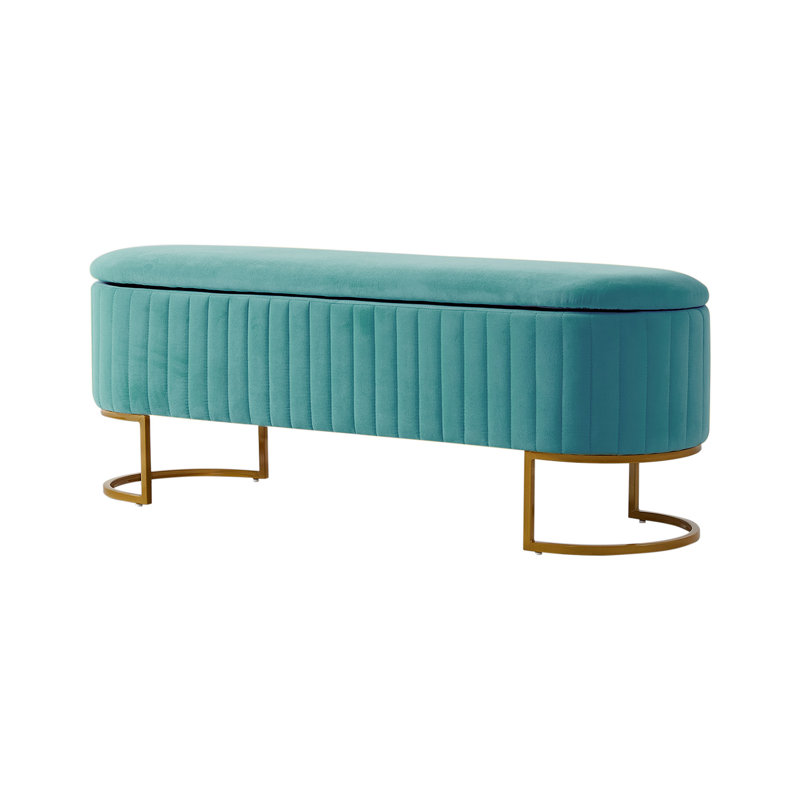 Banc de rangement rembourré Ferdinand, H 19 po x l 50,5 po x P 16 po, Sarcelle