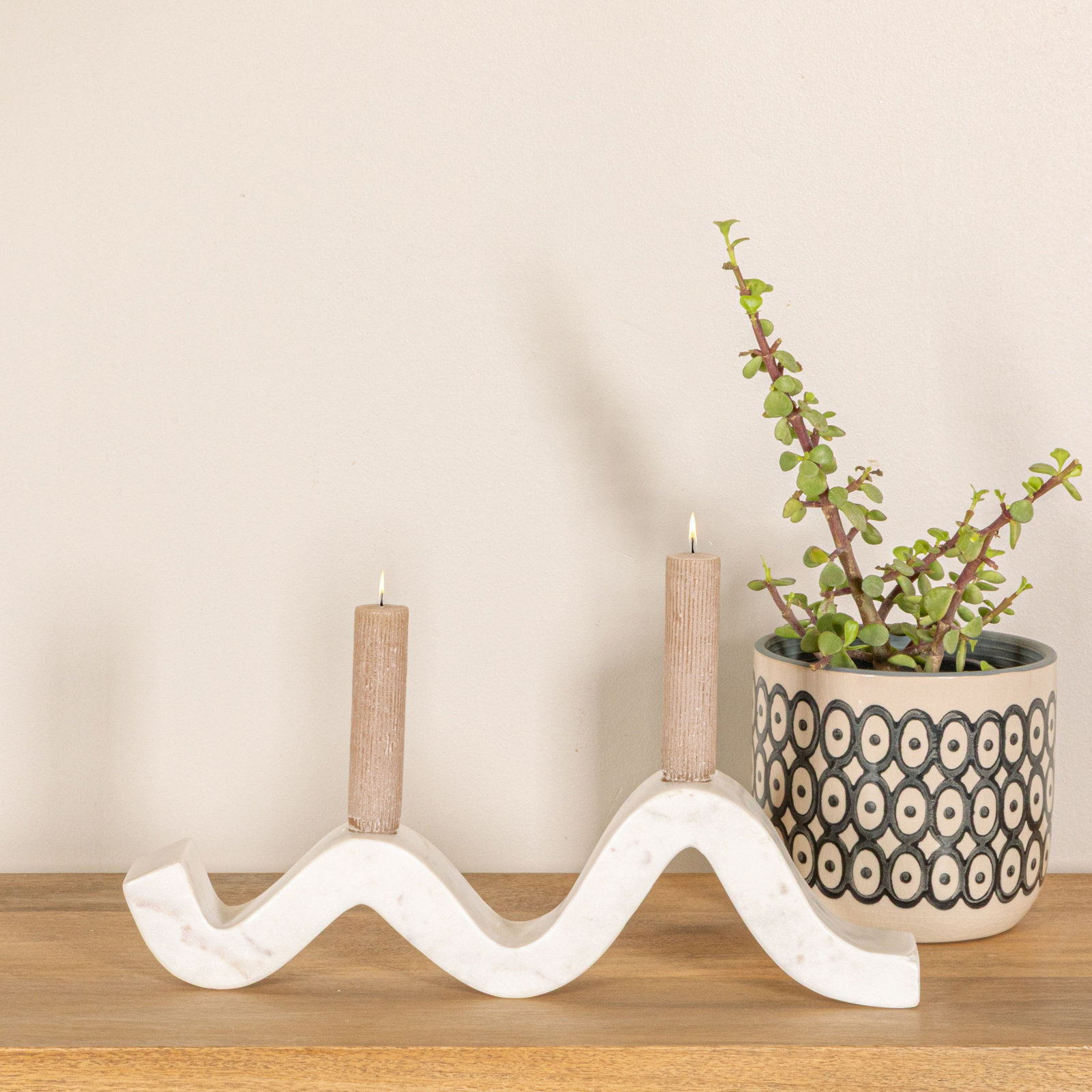 Genuine Marble Candelabra, White