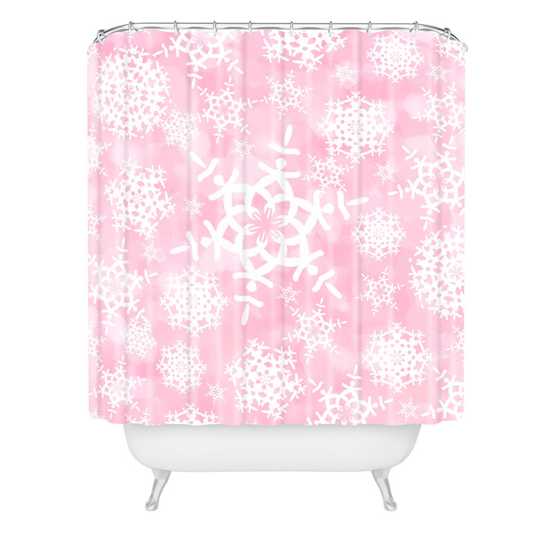 Rideau de douche simple Gustavus Snow Flurries, Rose