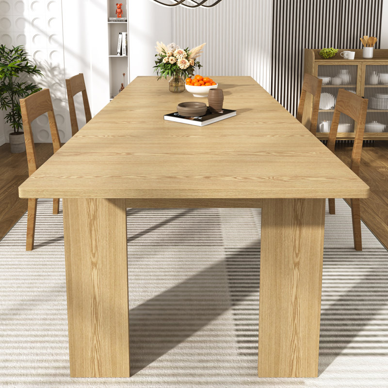 Table de salle à manger extensible Rhu 70,8 "à 110" pour 10 personnes, Bois naturel, H 30,4 po x l 110 po x P 35,4 po
